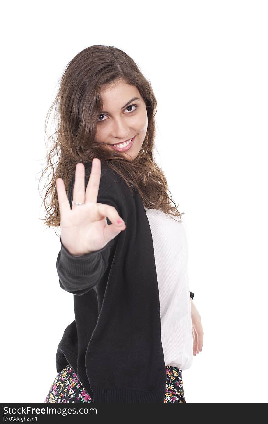 Woman making ok sign