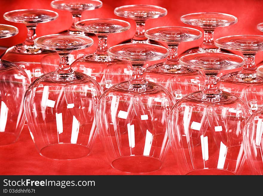 Pure glasses on a red background