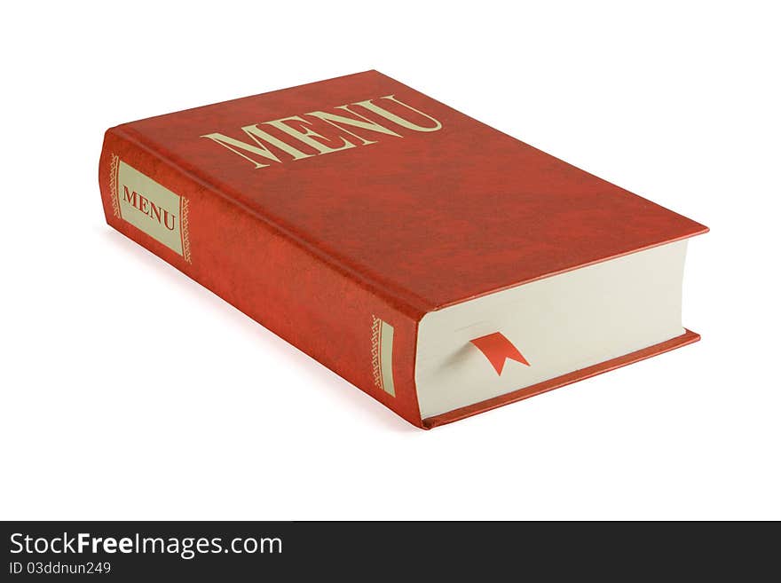 Isolated red book with the bookmark menu. Isolated red book with the bookmark menu