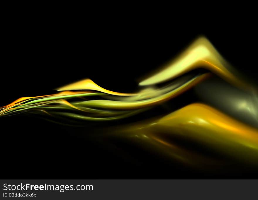 Abstract 3d wavy shape on black background. Abstract 3d wavy shape on black background