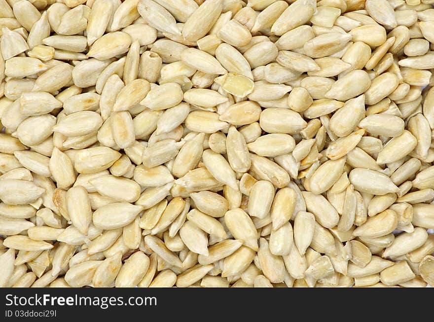 Roasted sunflower seeds close up. Roasted sunflower seeds close up