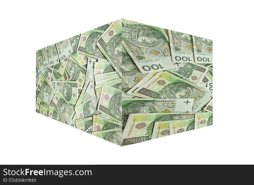 Box made of money. Polish Zloty bills. Box made of money. Polish Zloty bills