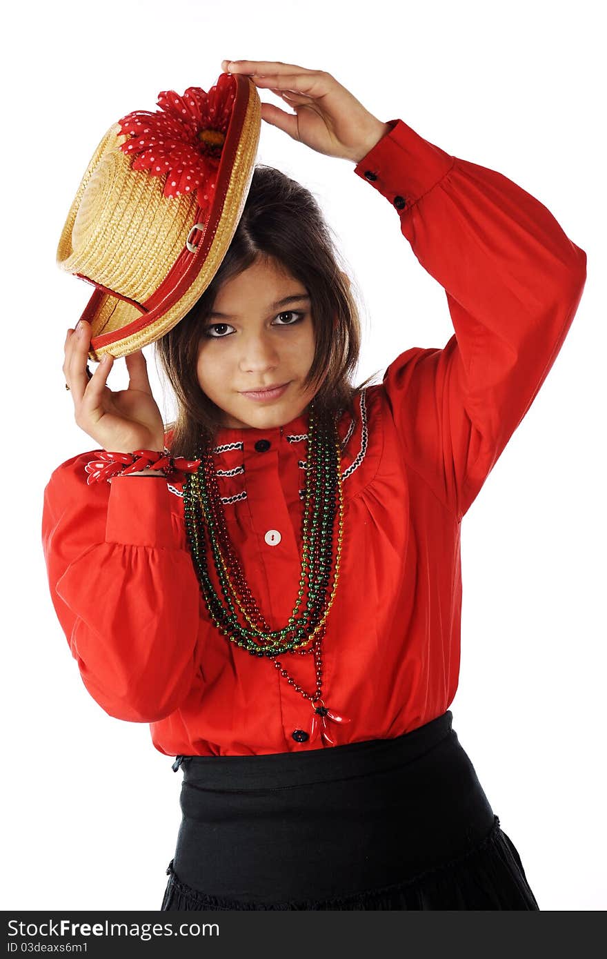 A lovely young teen celebrating Cinco de Mayo. Isolated on white. A lovely young teen celebrating Cinco de Mayo. Isolated on white.