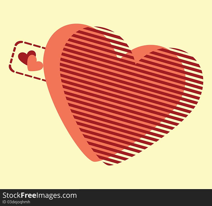 Red heart on white background