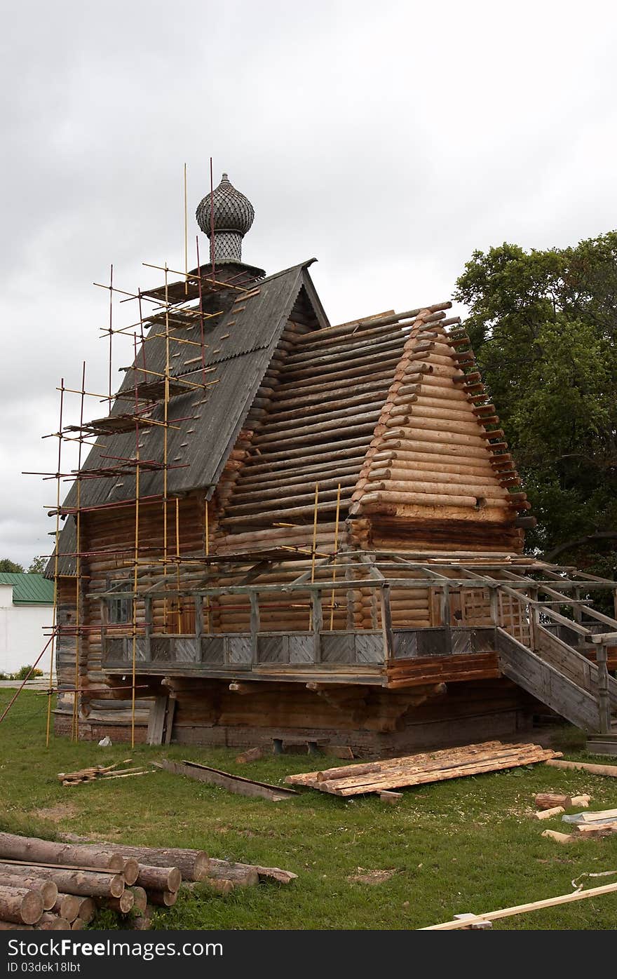 Wooden russian church in Suzdal. Golden ring of Russia.