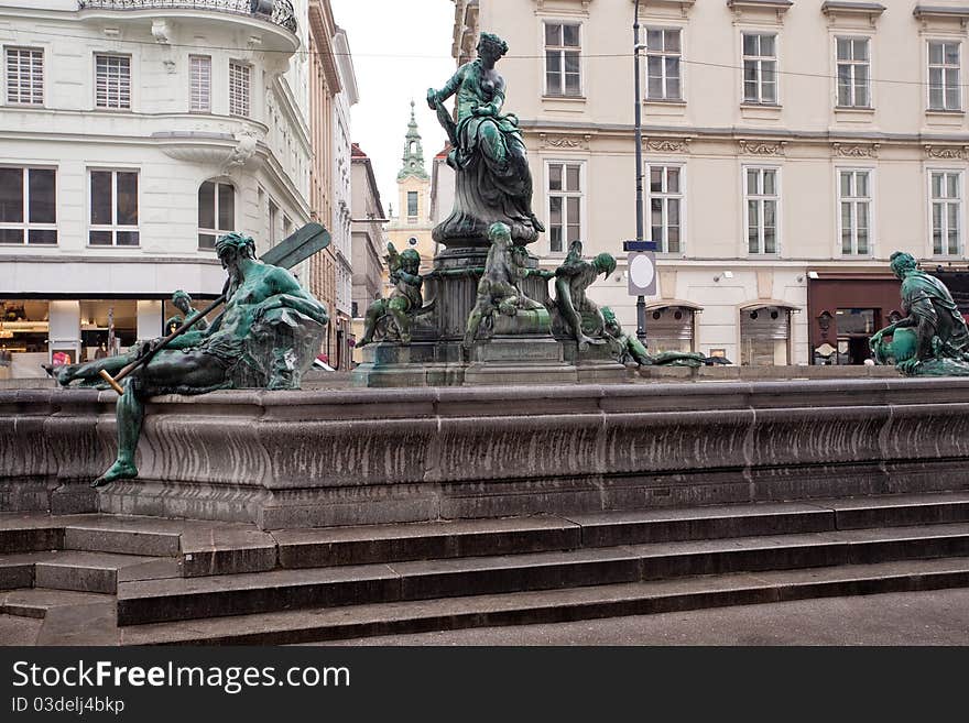 Fountain Donnerbrunnen in Vienna, Austria