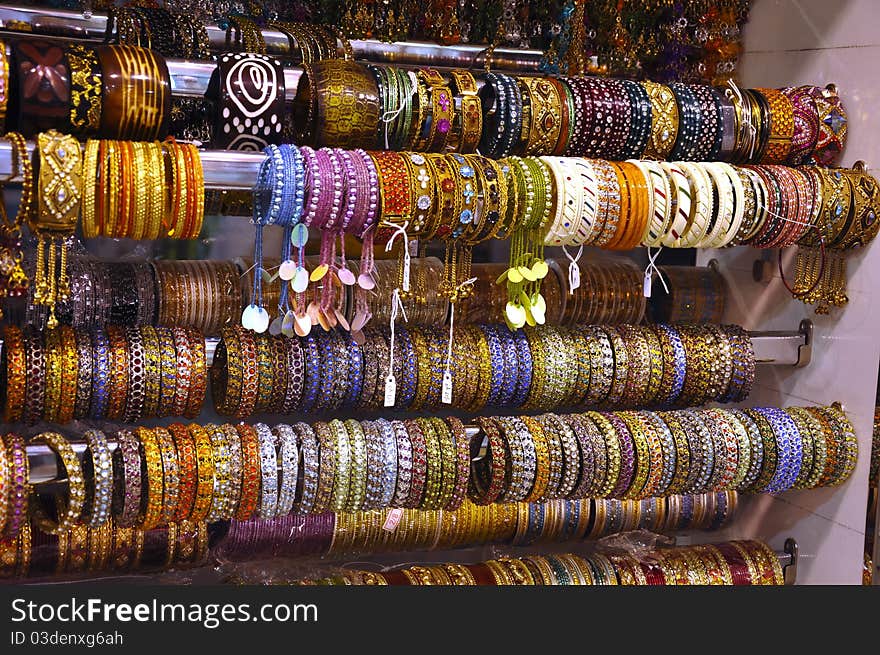 Variation of bangles in a market. Variation of bangles in a market