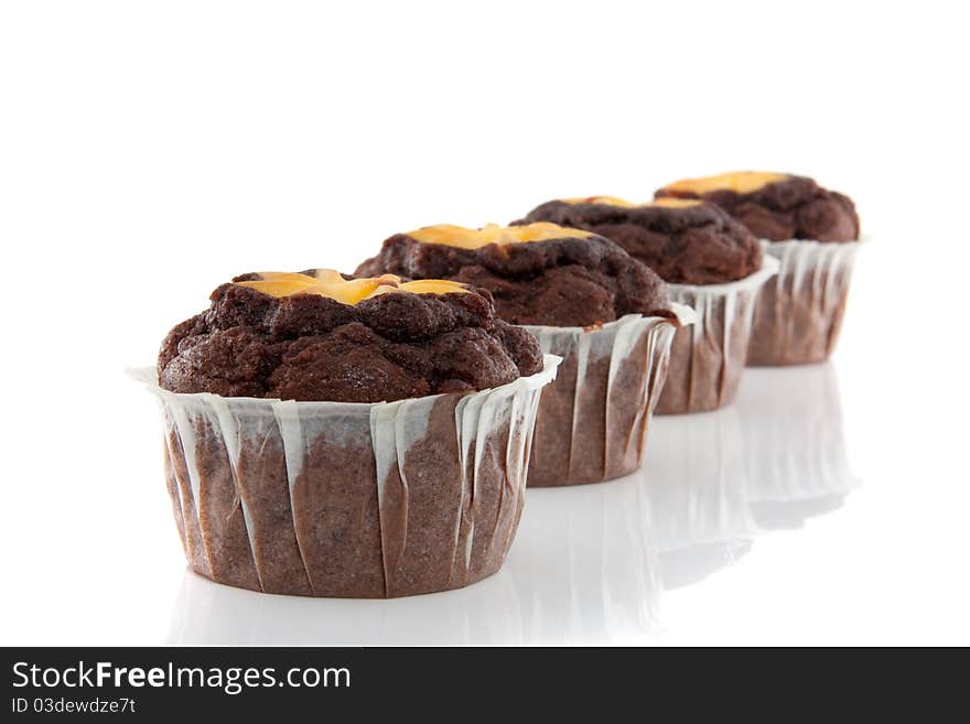 Four tasteful chocolate muffins