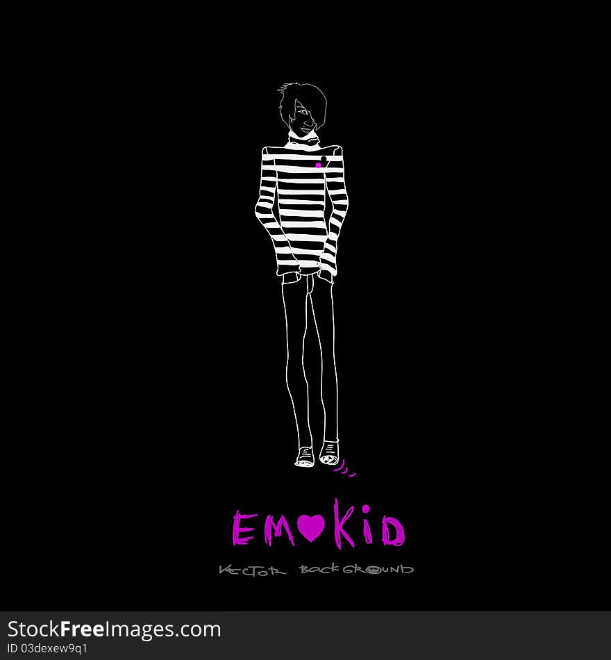 Emokid illustration on a black background