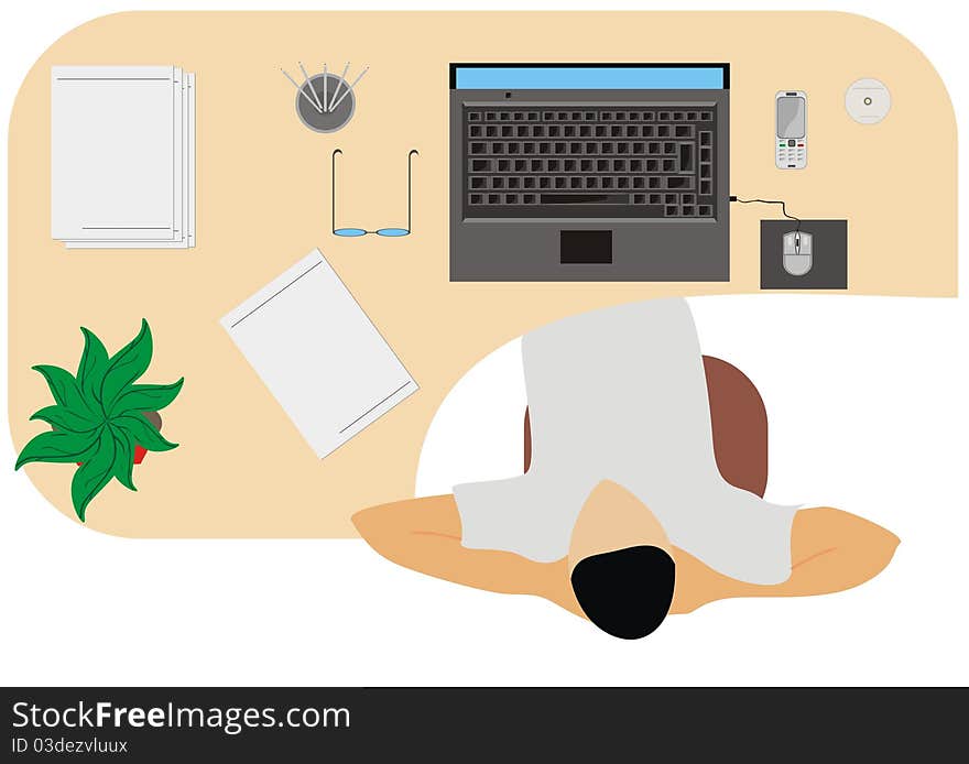 Working day businessman. Vector illustration.