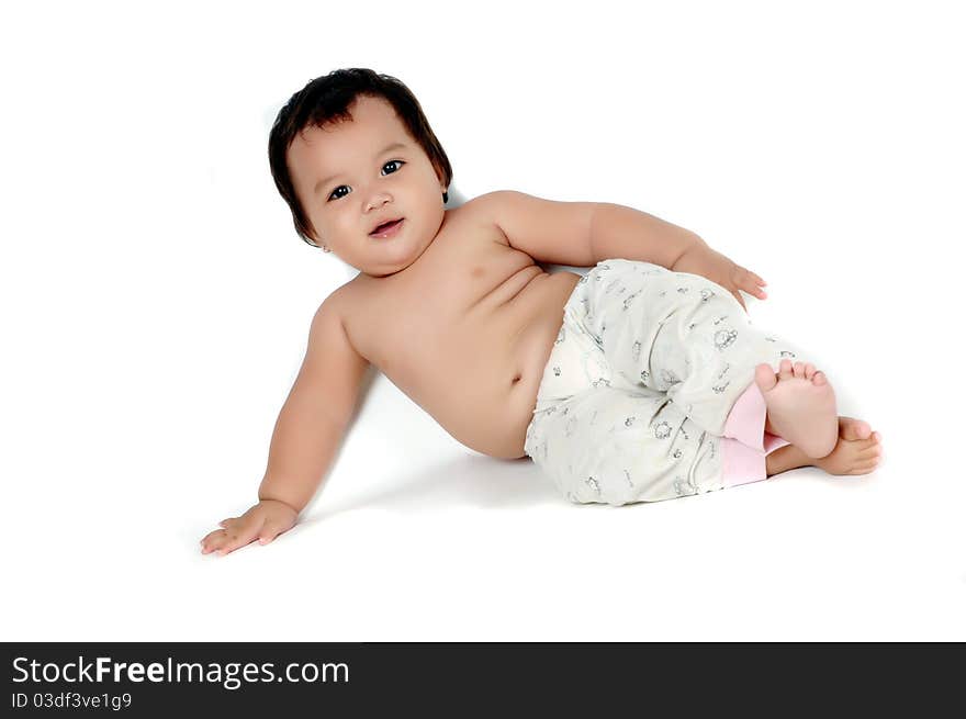 a little girl posing isolated on white background