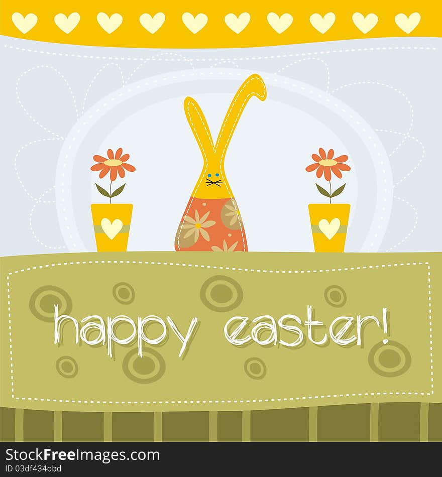 Cute easter card with bunny