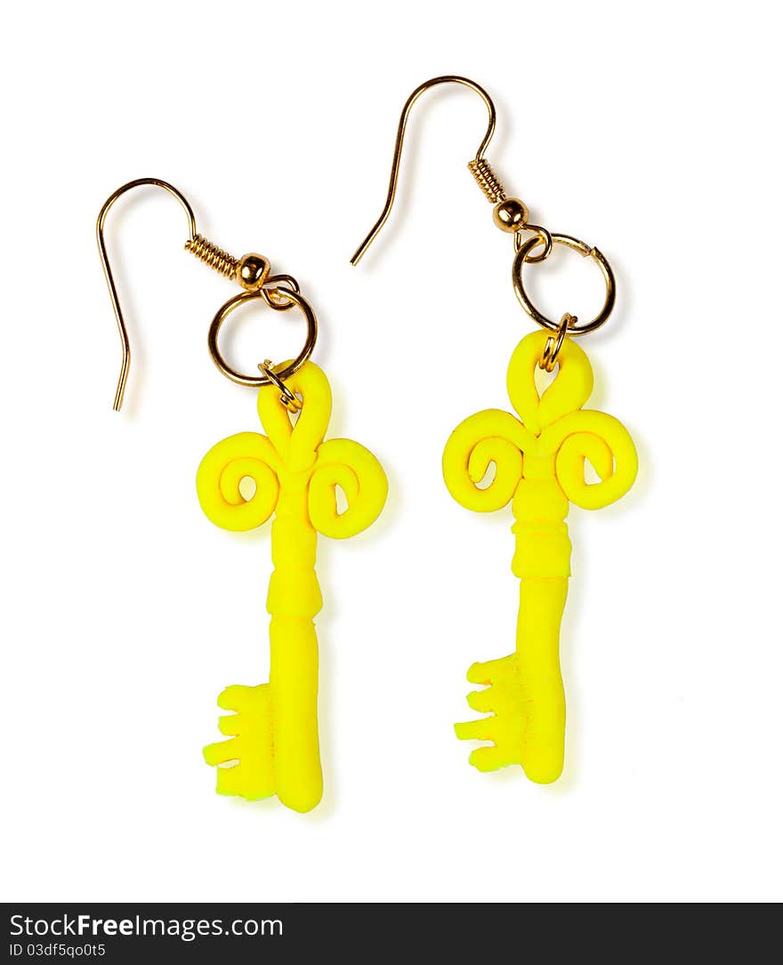 Earrings Keys. The Product Of The Plastic Clay