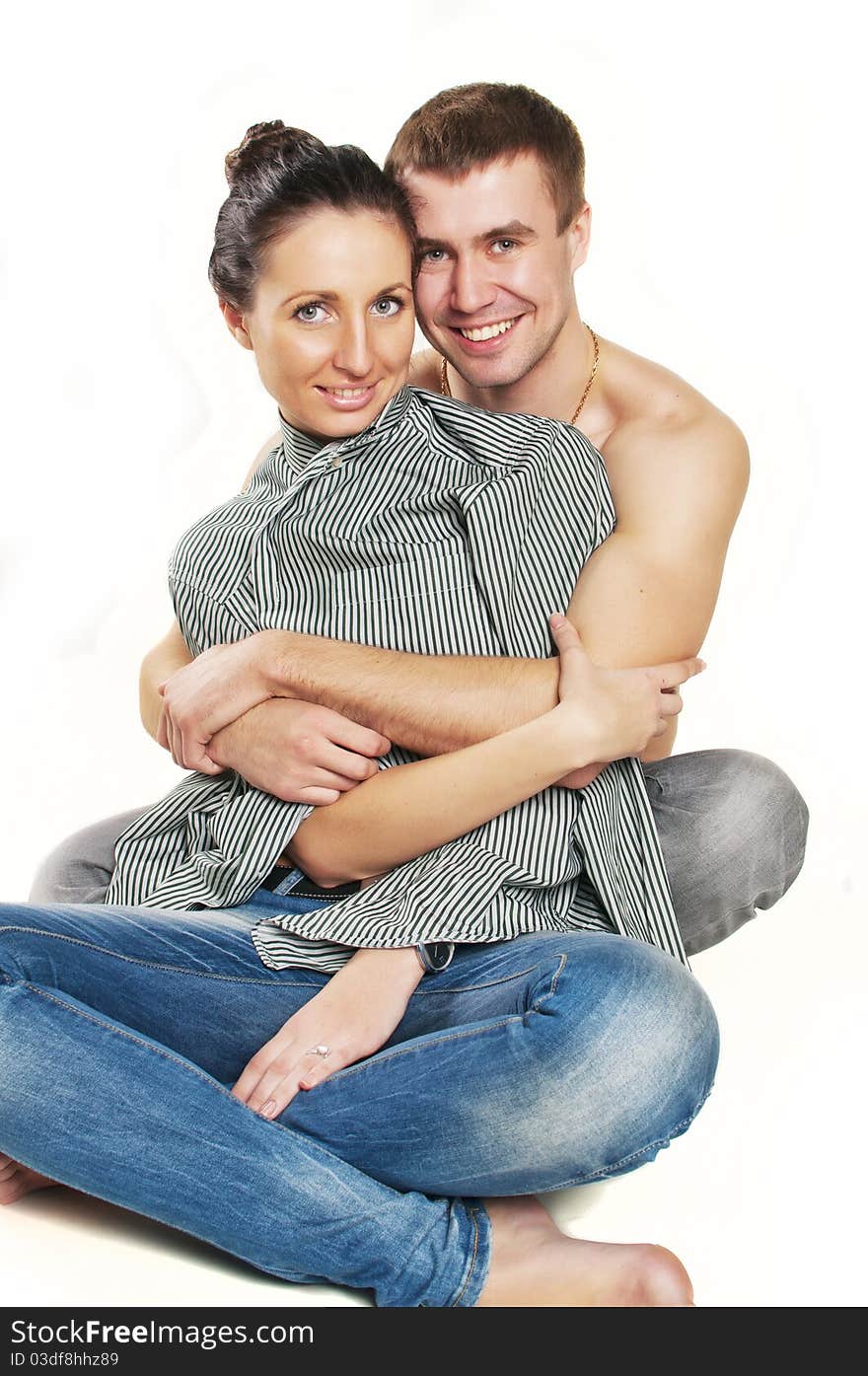 Happy loving couple studio shot. Happy loving couple studio shot