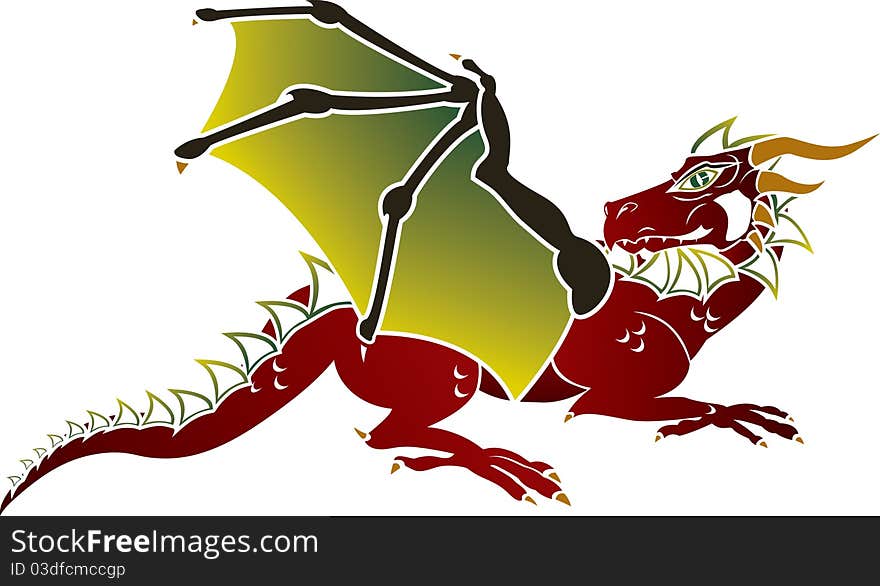 Traditional European dragon stencil illustration for web