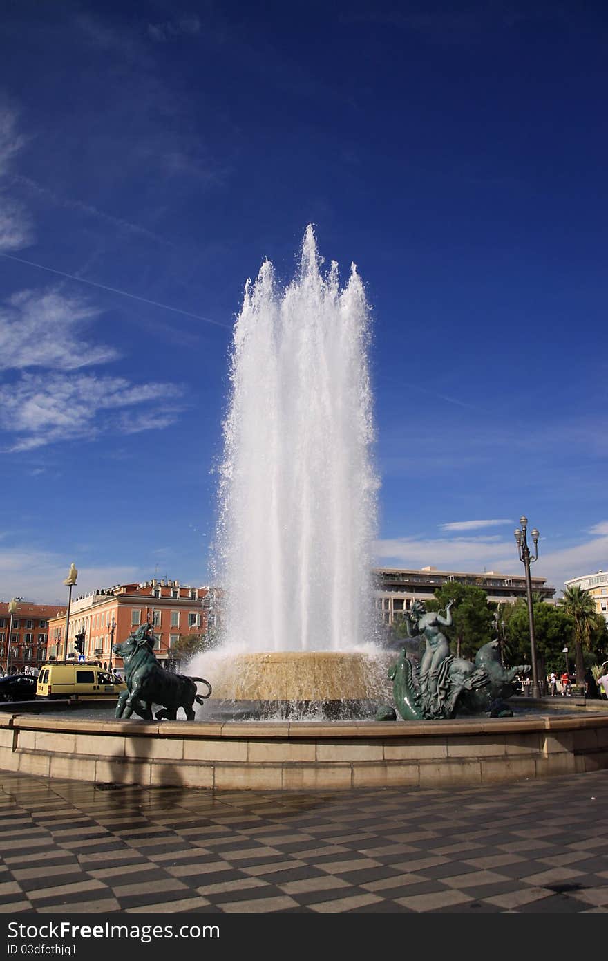 Fountain under the blue sky