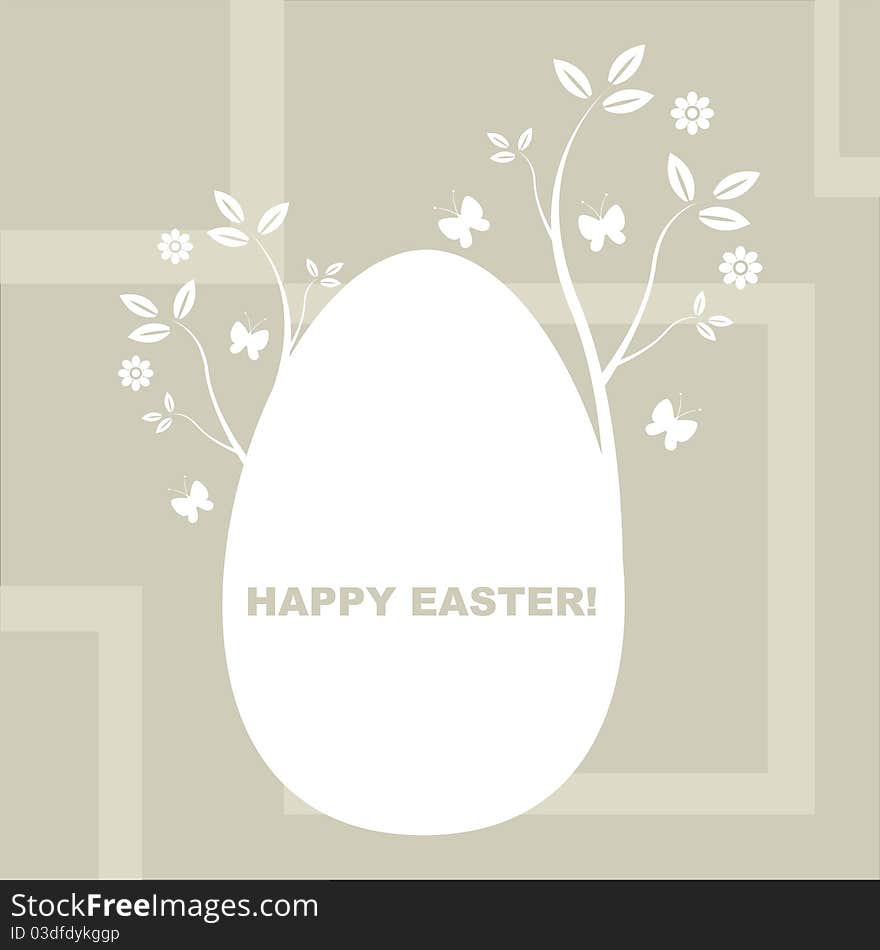 Stylish easter background with floral egg frame