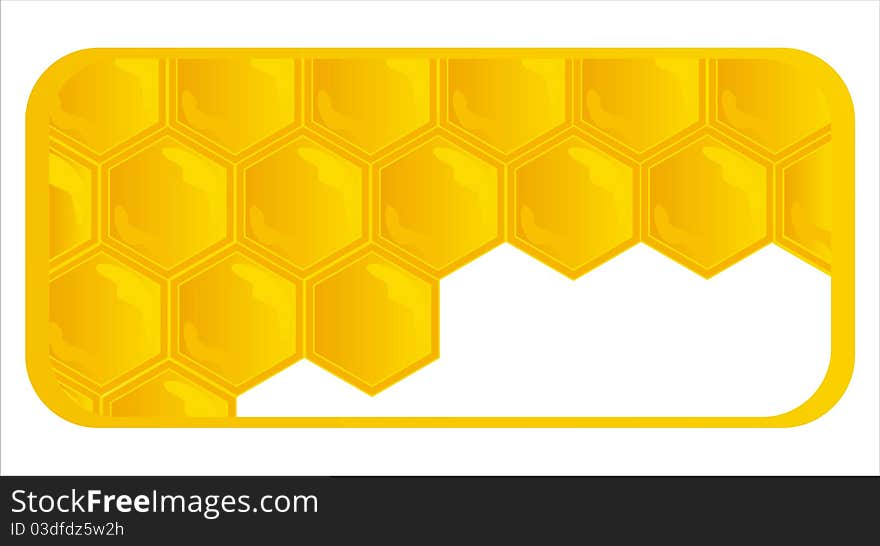 Glossy honeycombs banner isolated on white