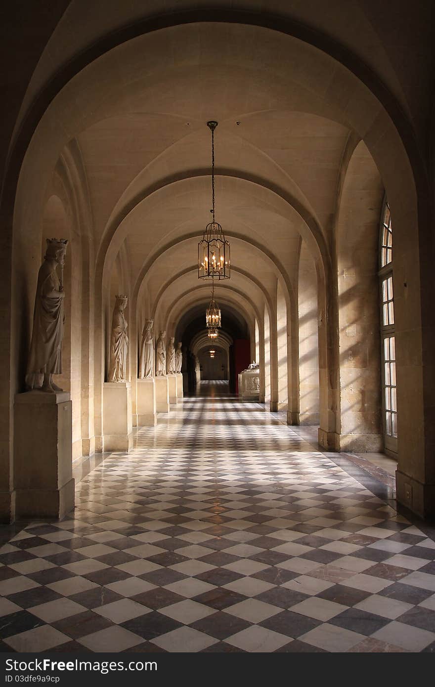 Sculptures along the corridor