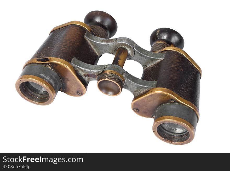 Retro binoculars, isolated on white background