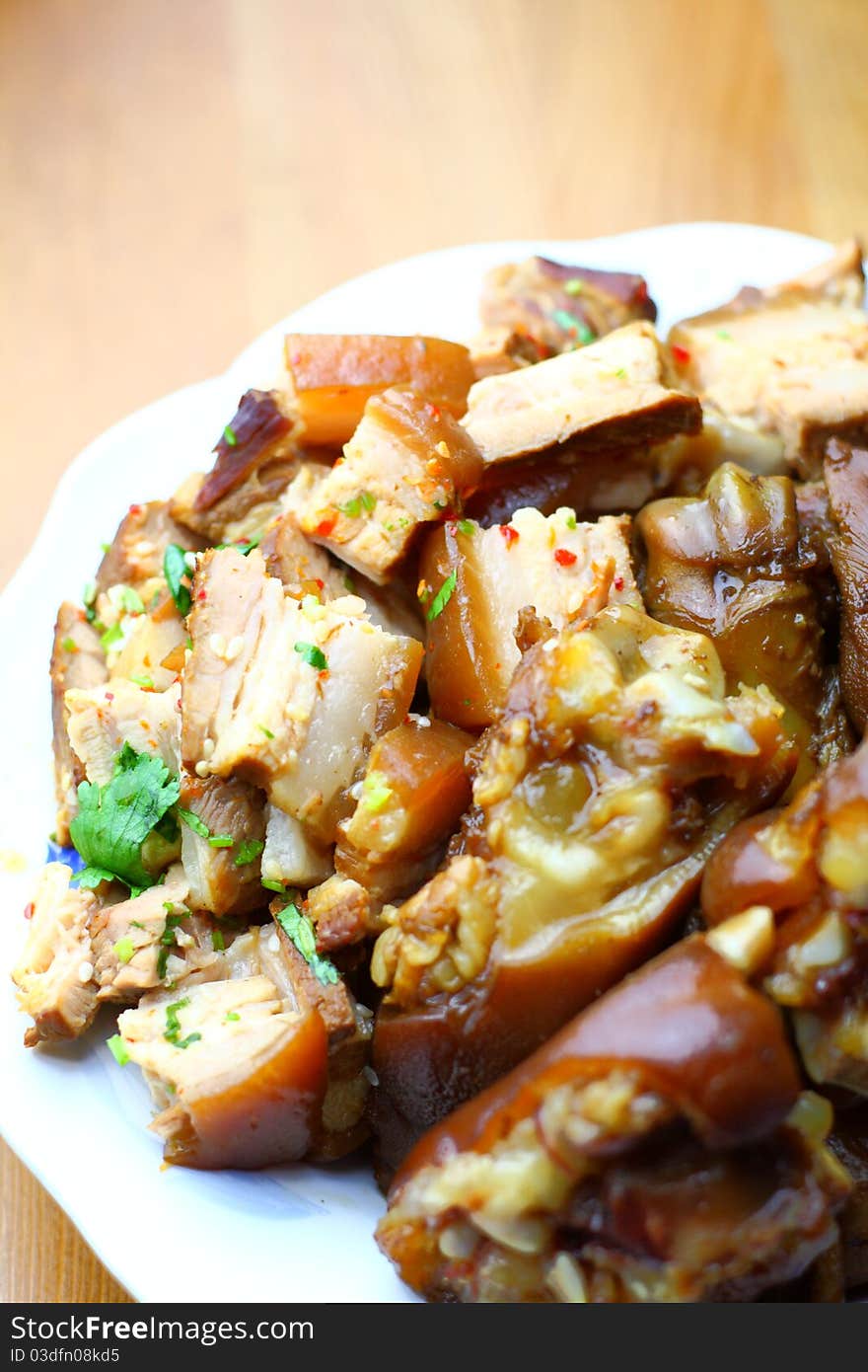 A plate of Chinese style of pork. A plate of Chinese style of pork