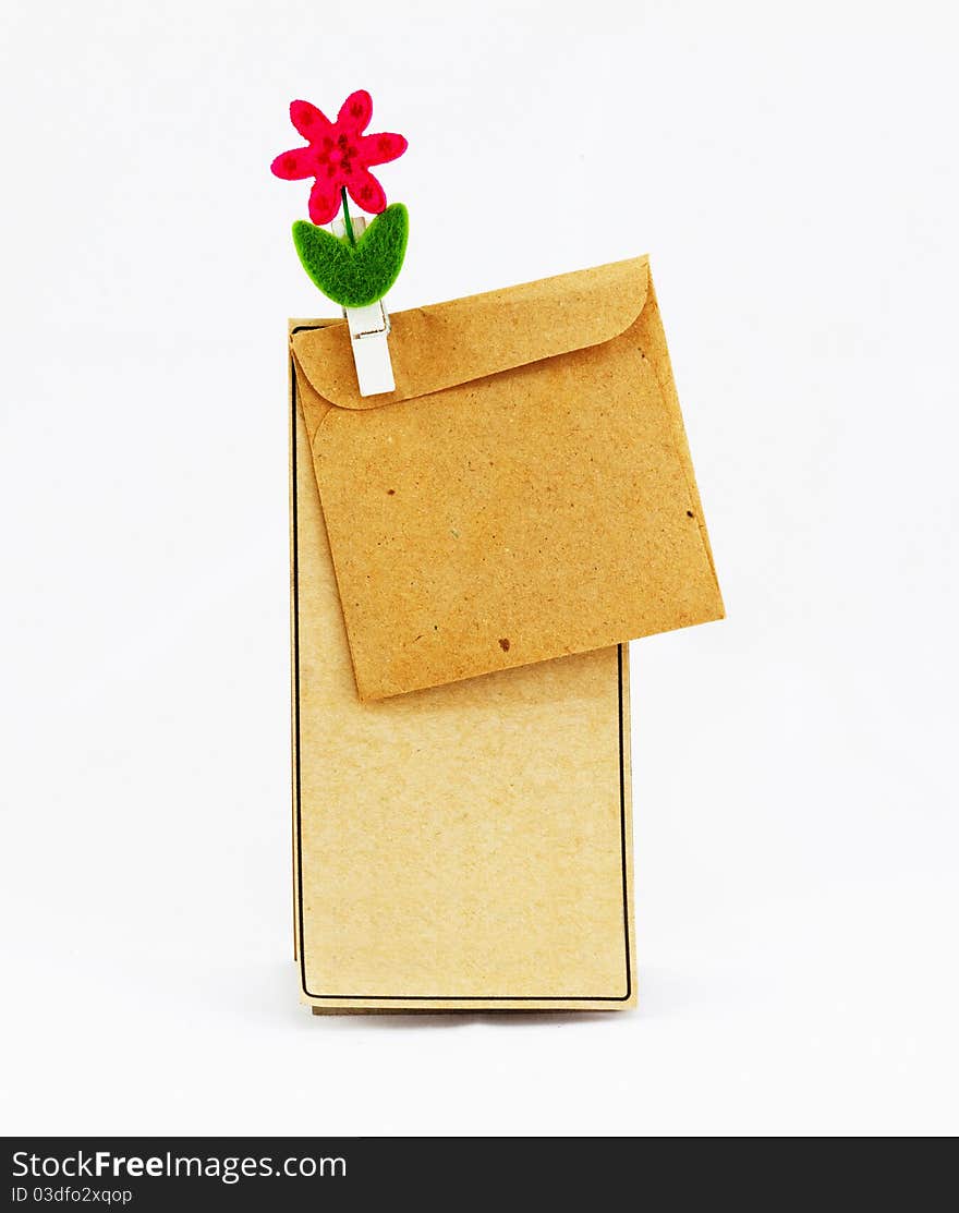 Brown bag with clip on white background