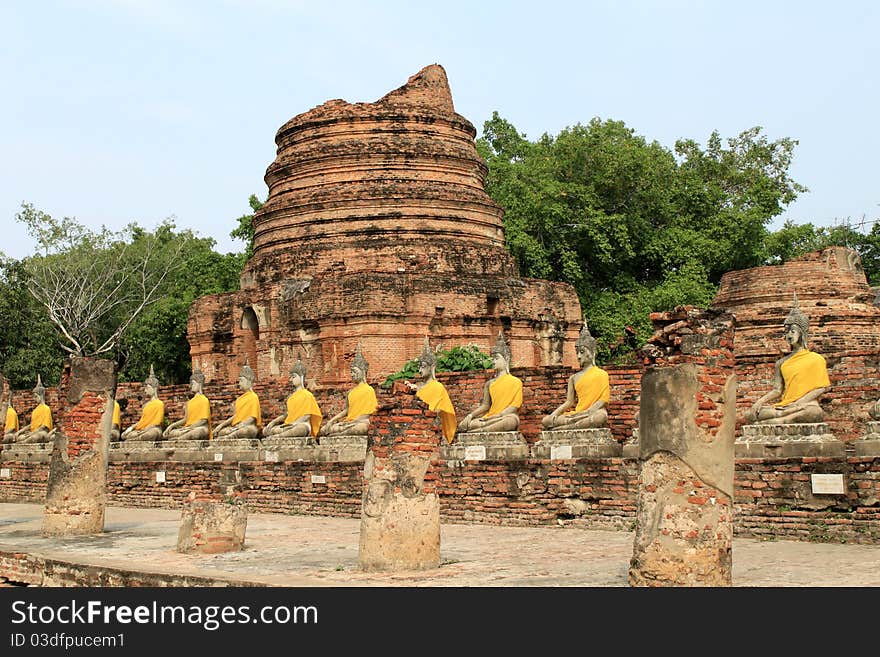 Seating Buddha images in Ayutthaya, Thailand