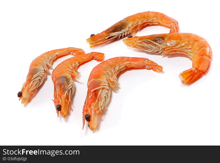 Fresh shrimp are isolated on a white background. Fresh shrimp are isolated on a white background