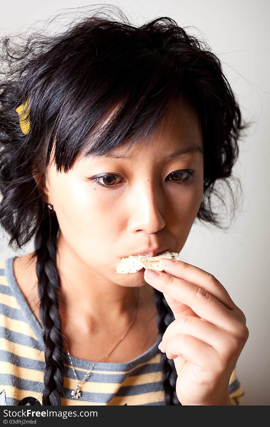 Close up shoot. Girl eating food. Close up shoot. Girl eating food.