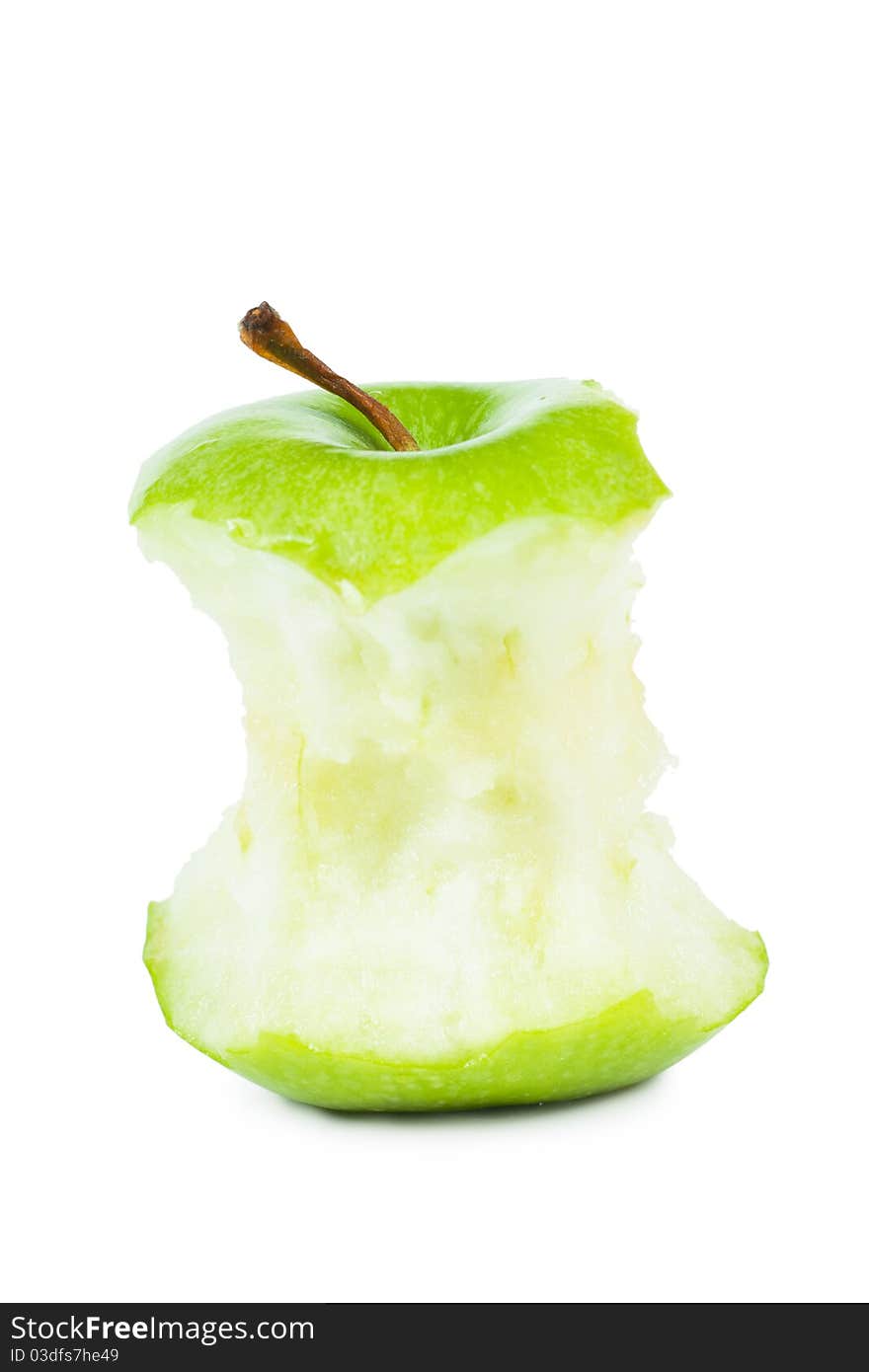 A core of green apple isolated over white background. A core of green apple isolated over white background