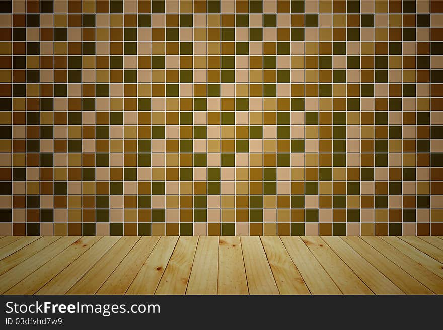 Golden mosaic wooden room background