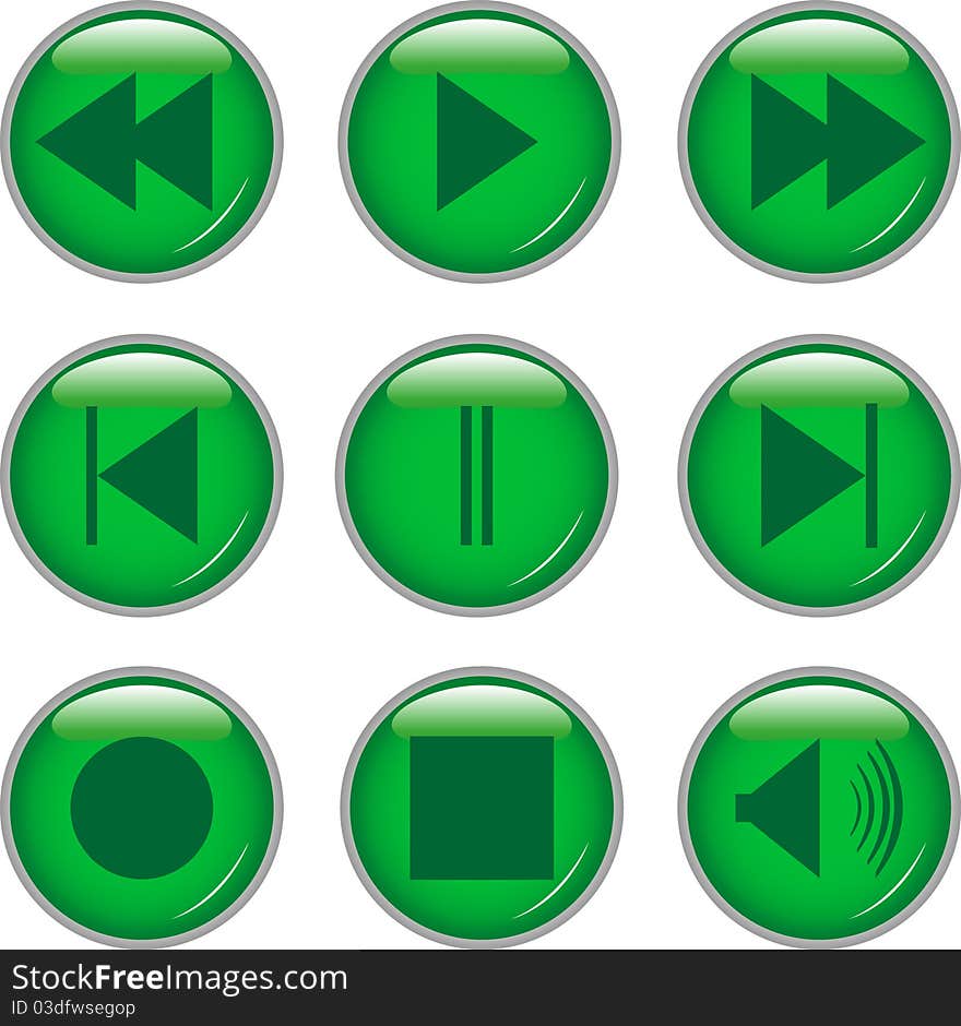 Set of multimedia  icons of buttons