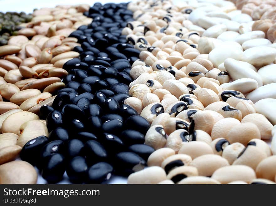 Various beans close up