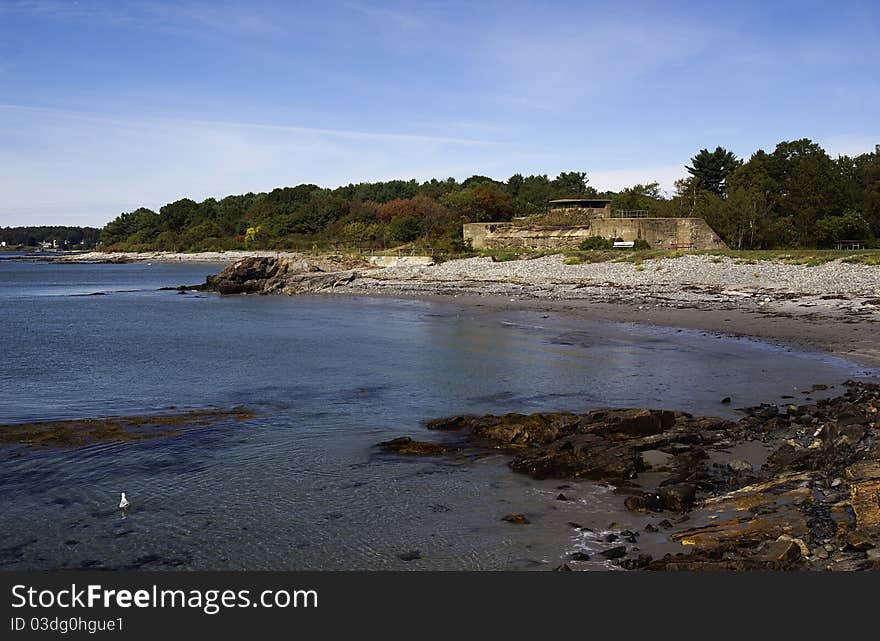 An old fort beside the ocean on the shore. An old fort beside the ocean on the shore