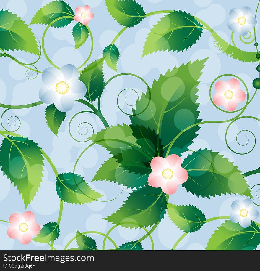 Small wild flowers and green leaves. Small wild flowers and green leaves