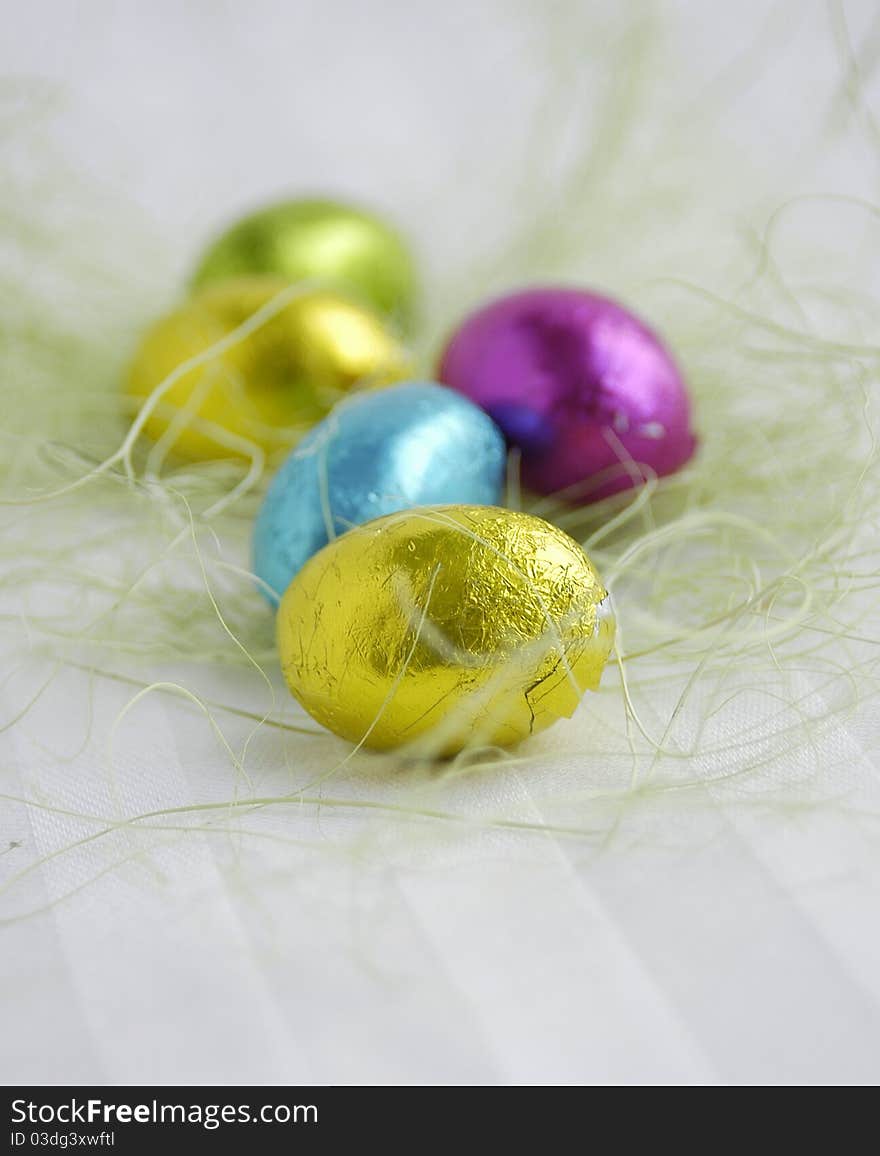 Small Easter egg shape chocolates. Small Easter egg shape chocolates