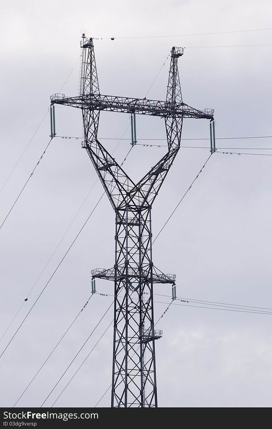 Power transmission tower, view from below. Power transmission tower, view from below