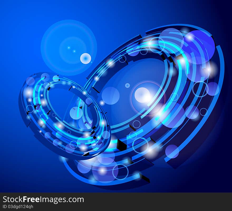 Abstract illustration of circles on a blue background. Abstract illustration of circles on a blue background.