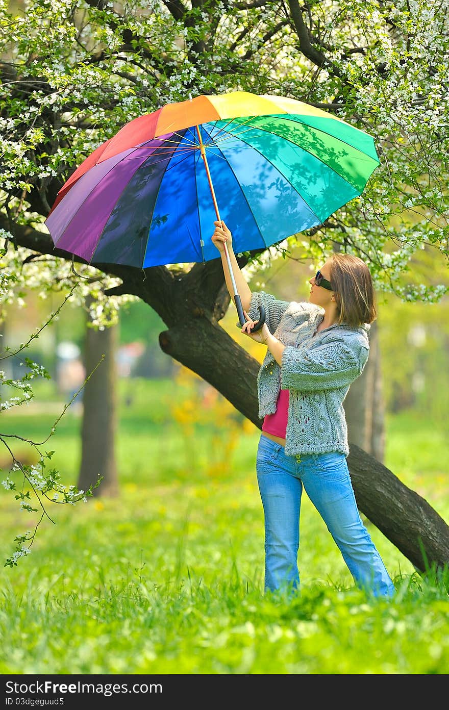 Beautiful woman with umbrella