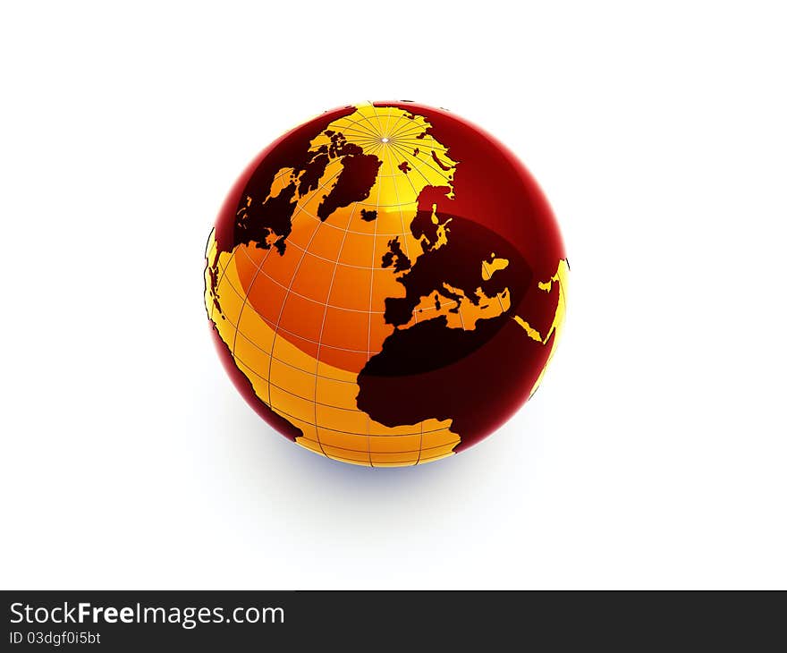 3d glossy earth on white background. 3d glossy earth on white background