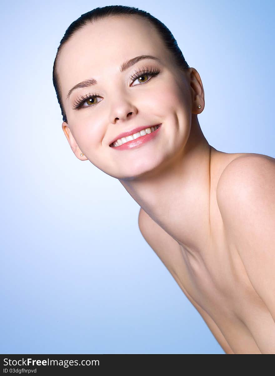 Happy smiling woman with health body