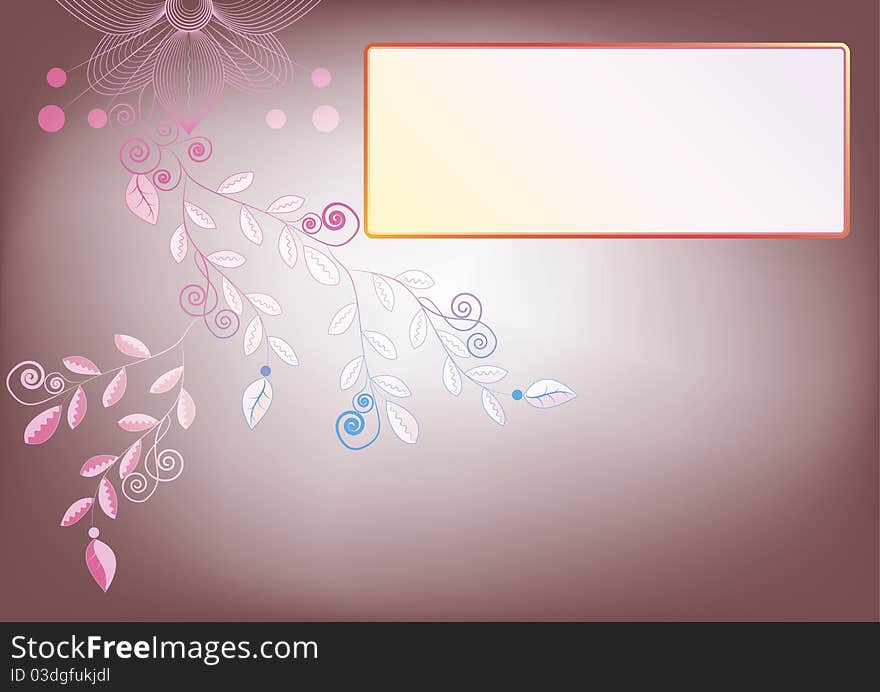 Purple background with floral patterns and the frame. Purple background with floral patterns and the frame