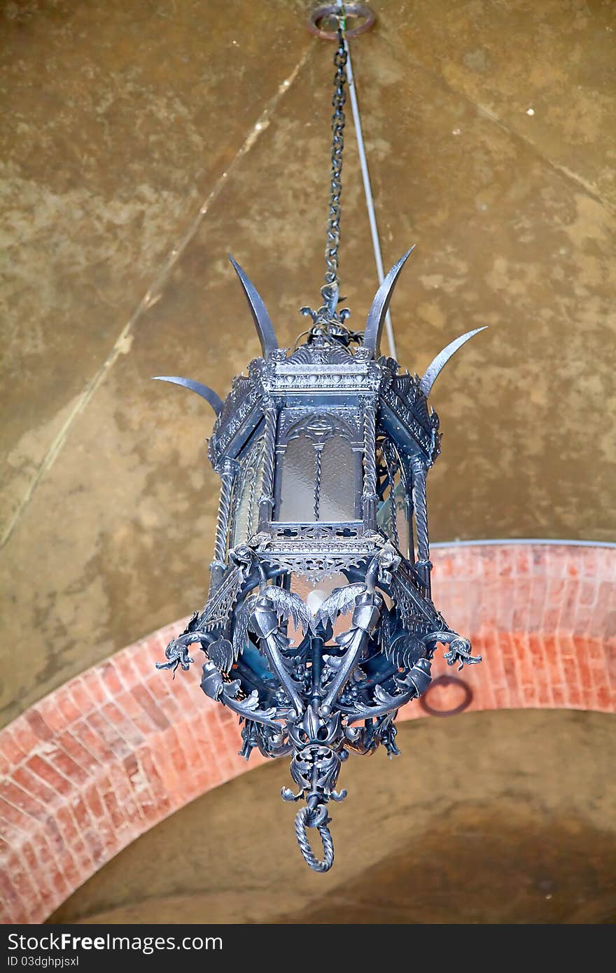 Ancient iron lantern in Siena, Italy