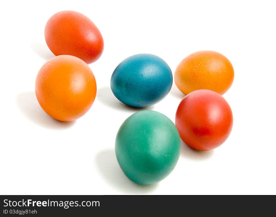 Colorful Easter eggs on white background