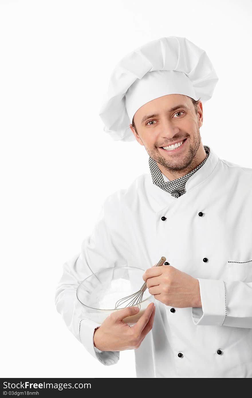 Mature cook on a white background. Mature cook on a white background