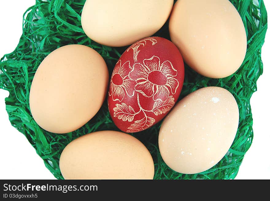 Traditional scratched hand-made Easter egg from Poland