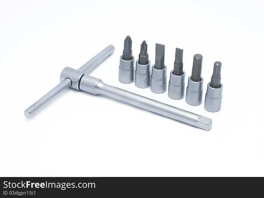 Set of screwdrivers on a white background