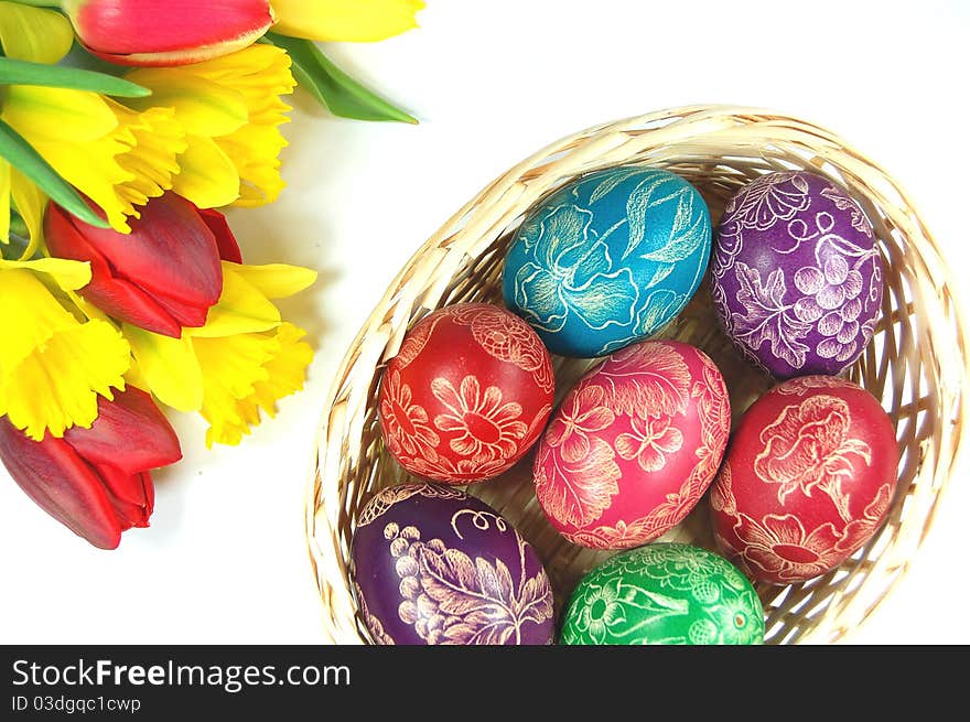 Traditional scratched hand-made Easter eggs from Poland