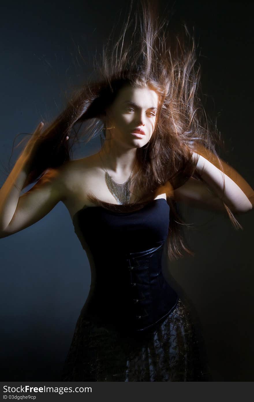 Beautiful lady with long brown hair. Portrait