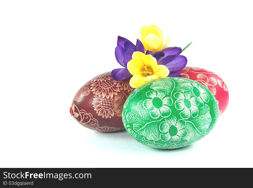 Traditional scratched hand-made Easter eggs from Poland